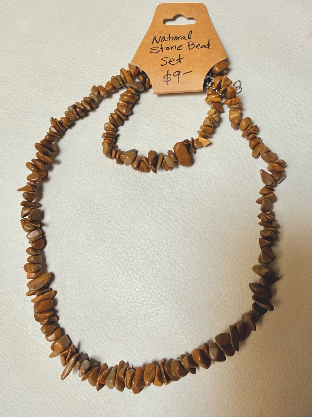 Natural Jasper Chip Bead Necklace and Bracelet Set